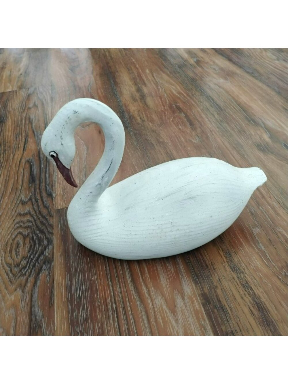 Vintage Carl Huff Phase IV Swan Decoy 12" Folk Art Whitewash Painted Wood Style